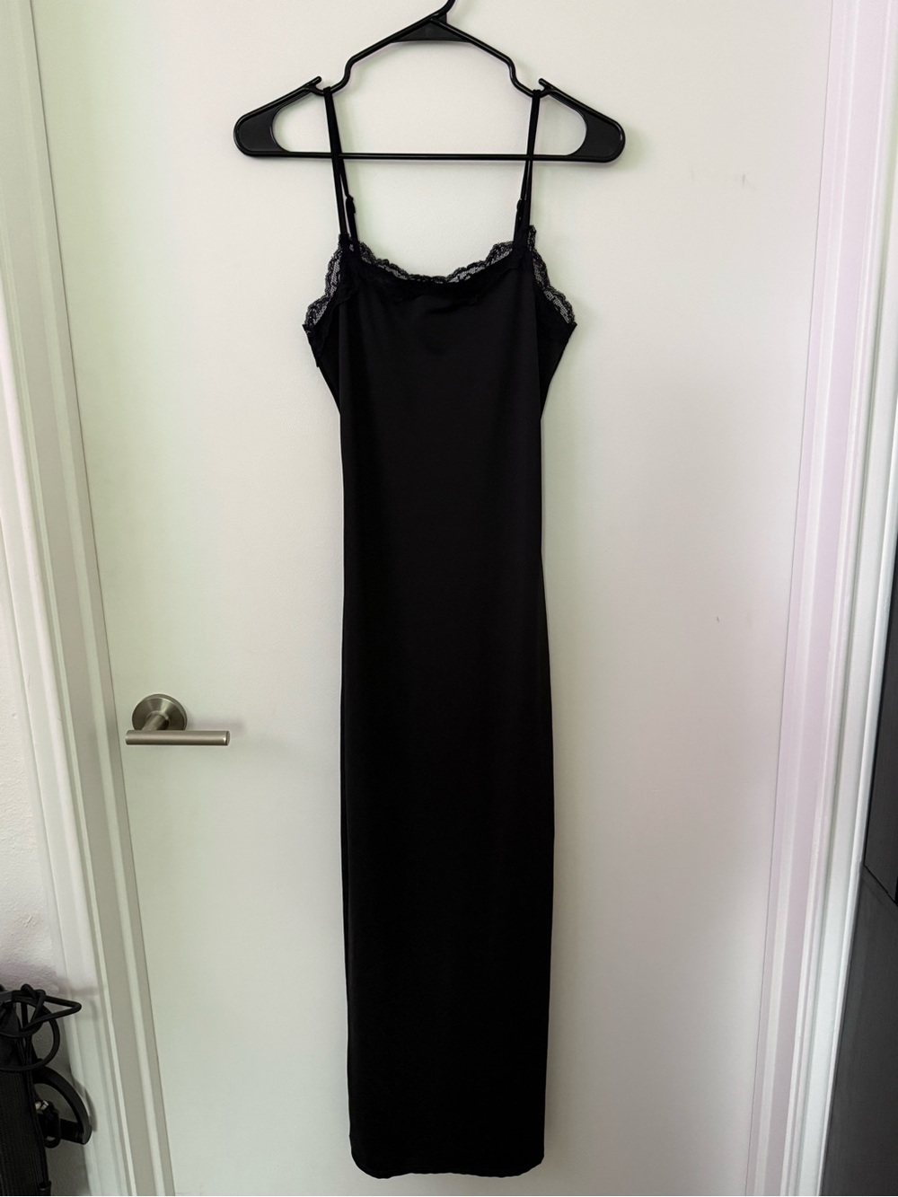 Black Lace-Trim Slip Dress